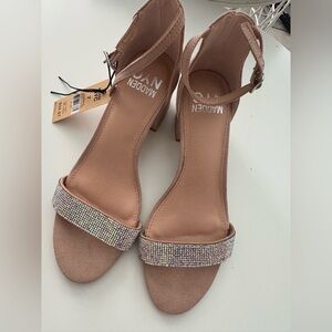 Madden Girl Blush Heels with Rhinestone Strap